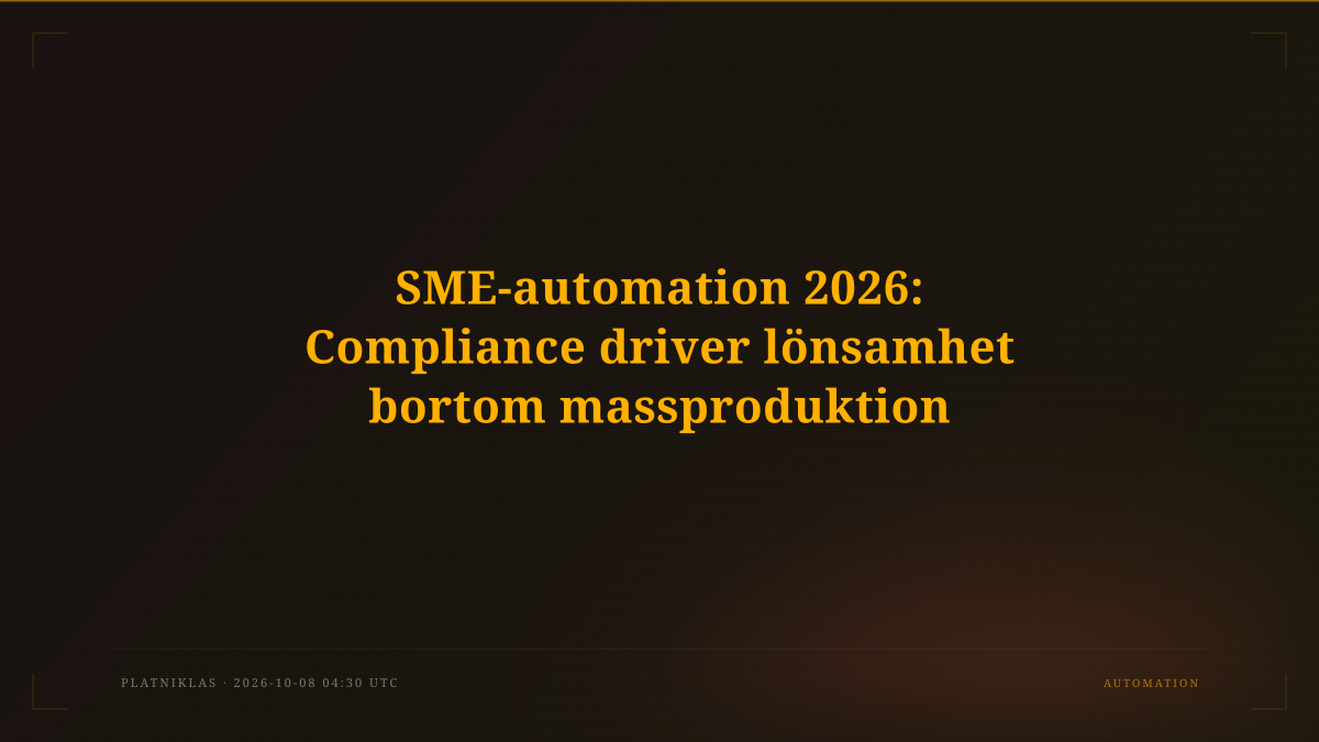 SME-automation 2026: Compliance driver lönsamhet bortom massproduktion