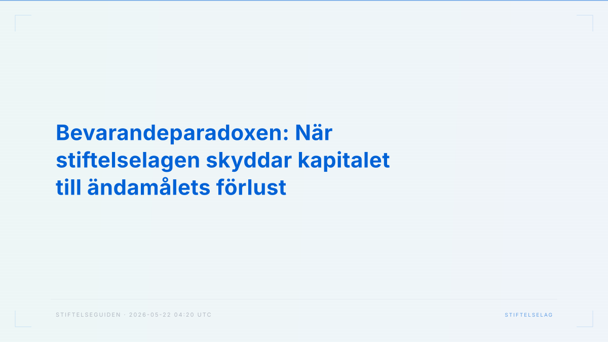 Bevarandeparadoxen: När stiftelselagen skyddar kapitalet till ändamålets förlust