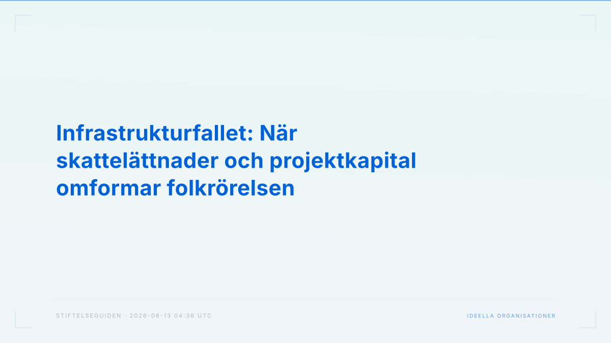 Infrastrukturfallet: När skattelättnader och projektkapital omformar folkrörelsen