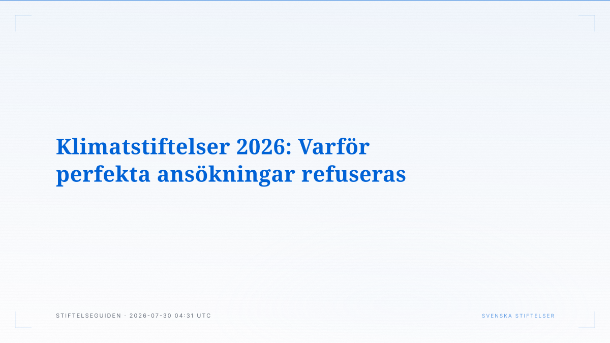 Klimatstiftelser 2026: Varför perfekta ansökningar refuseras