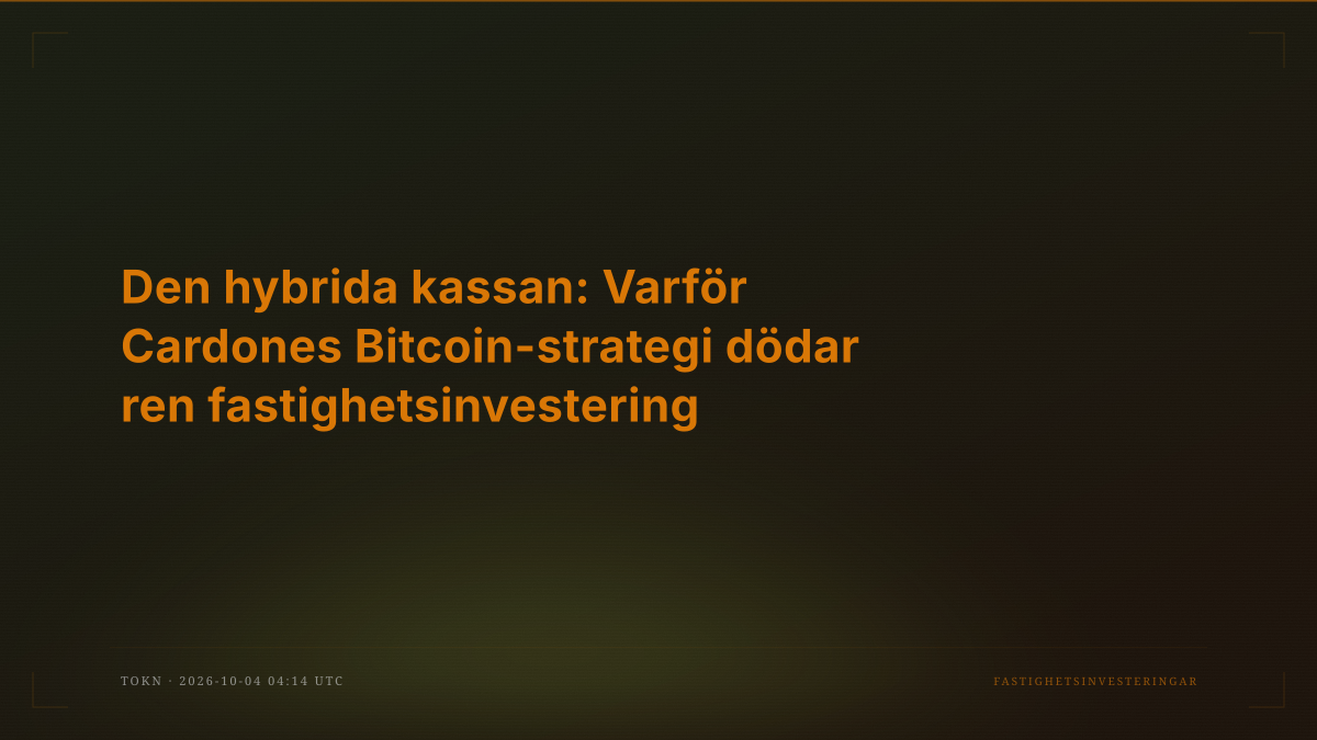 Den hybrida kassan: Varför Cardones Bitcoin-strategi dödar ren fastighetsinvestering