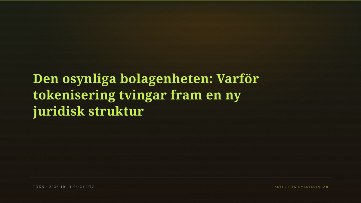 Den osynliga bolagenheten: Varför tokenisering tvingar fram en ny juridisk struktur