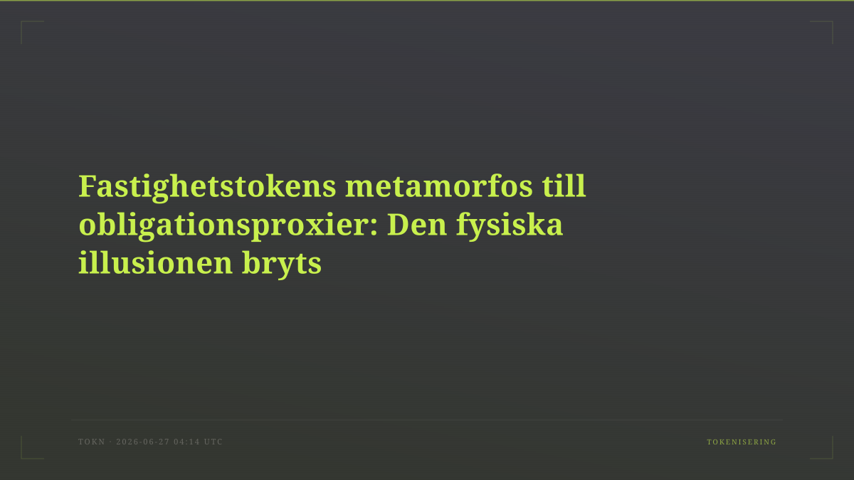Fastighetstokens metamorfos till obligationsproxier: Den fysiska illusionen bryts