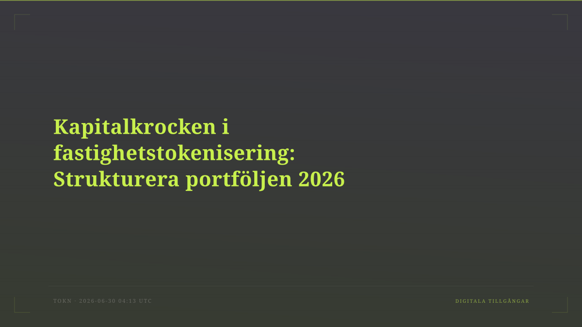 Kapitalkrocken i fastighetstokenisering: Strukturera portföljen 2026