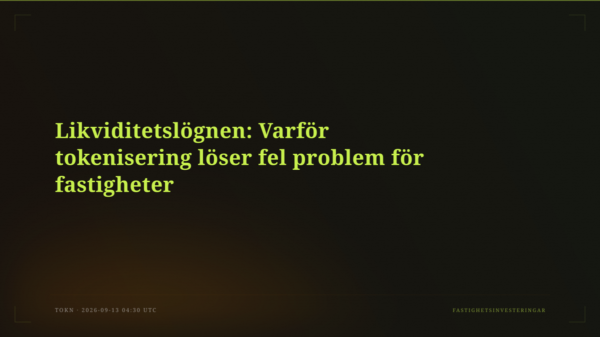 Likviditetslögnen: Varför tokenisering löser fel problem för fastigheter