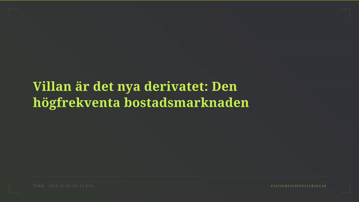 Villan är det nya derivatet: Den högfrekventa bostadsmarknaden