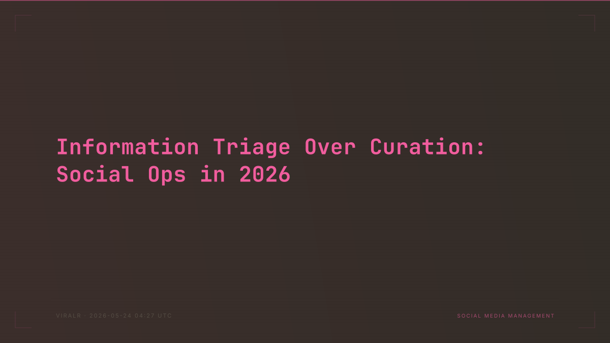 Information Triage Over Curation: Social Ops in 2026
