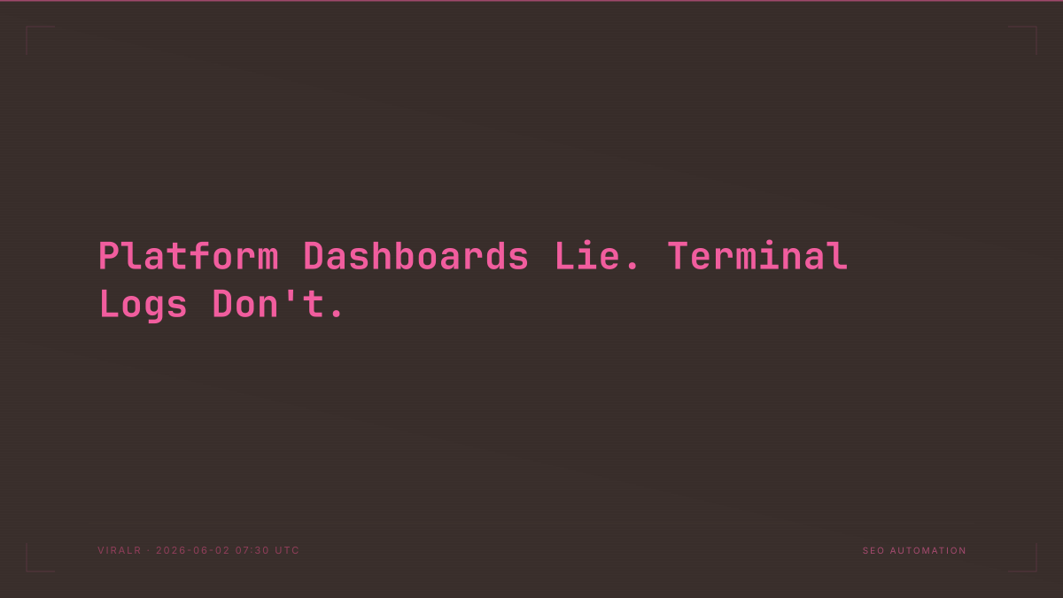 Platform Dashboards Lie. Terminal Logs Don't.